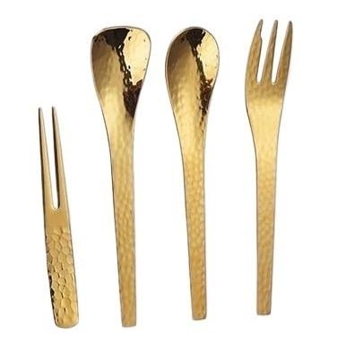 IFAJOOR Flatware Silverware Set, 4/16/24/32 Pieces 304 Stainless Steel Cake Forks, Fruit Forks, Coffee Spoons, Dessert Forks, Spoons, Cutlery Set (Color : Gold, Size : 4Set-16Pcs)