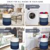 COMSE 2 Pack Tall Laundry Baskets, 15.7" x 21.7", Neutral Cotton Rope, Foldable Laundry Hampers view 3