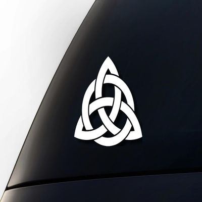 HomeLoft Basics Celtic Trinity Knot Family Symbol Premium Vinyl Decal Sticker - 6 Year Durability, Waterproof, Adhesive Emblem for Cars, Laptops, Windows, and More (Matte White), TR-453