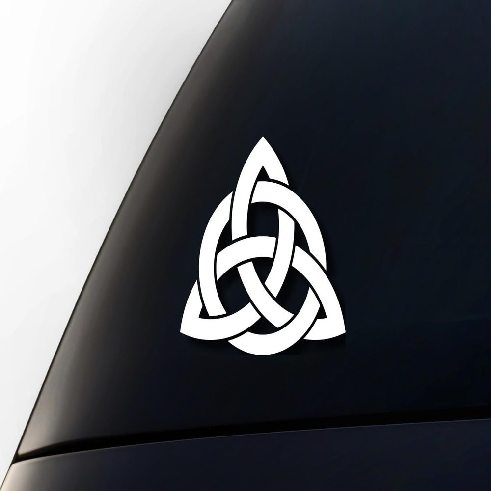 HomeLoft Basics Celtic Trinity Knot Family Symbol Premium Vinyl Decal Sticker - 6 Year Durability, Waterproof, Adhesive Emblem for Cars, Laptops, Windows, and More (Matte White), TR-453