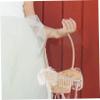 IMIKEYA Bamboo Woven Basket Handle Wedding Favors Basket Girl Baskets Photo Prop for Decor Elegant Storage Basket for Flowers view 3