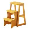 3 Step Solid Wood Folding Ladder Chair, Protable Wooden Step Stool, Convertible Folding Chair Step Stool Display Stand for Adults Office Home Kitchen Outdoor(64cm(25.2"), Wood) view 1