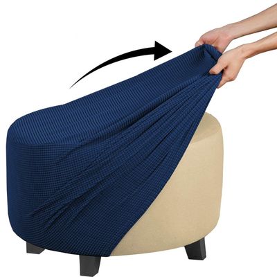 BLLMTEAR Round Ottoman Cover Stretch Footstool Furniture Protector Washable Footrest Slipcover Removable Folding Storage Covers with Nonslip Elastic Bottom (Color : 2, Size : 30-41in/76-104cm)