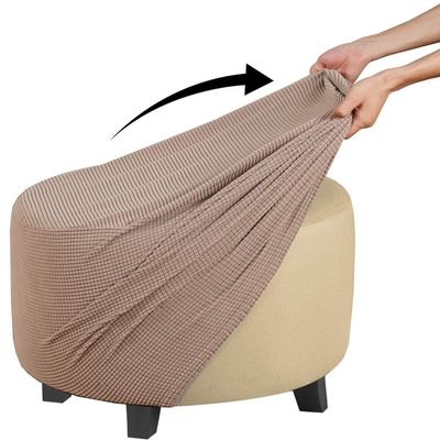 BLLMTEAR Round Ottoman Cover Stretch Footstool Furniture Protector Washable Footrest Slipcover Removable Folding Storage Covers with Nonslip Elastic Bottom (Color : 6, Size : 20-23in/50-58cm)