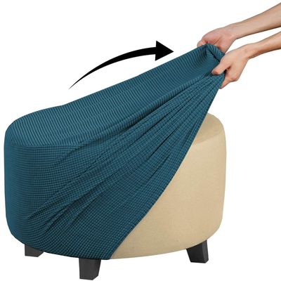 BLLMTEAR Round Ottoman Cover Stretch Footstool Furniture Protector Washable Footrest Slipcover Removable Folding Storage Covers with Nonslip Elastic Bottom (Color : 12, Size : 24-29in/60-73cm)