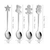 4 PCS Christmas Coffee Tea Spoons Set, 5in Stainless Steel Stirring Mixing Xmas Teaspoons for Coffee Dinner Dessert Stirring Ice Cream, Creative Tableware Gifts Holiday Party Supply view 2