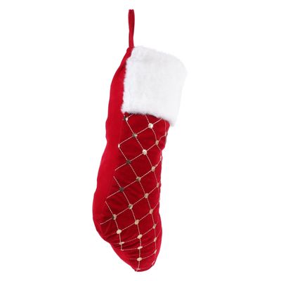 Ciieeo 1pc Square Plaid Sequin Christmas Stocking for Festive Decor Soft Material Xmas Sock for Holiday Celebrations Unique Design for Family Gatherings