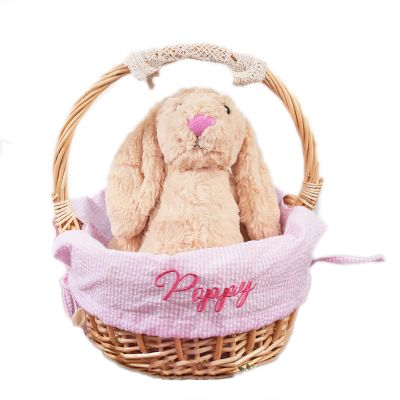Personalized Easter Basket LINER ONLY With Embroidery Name, Kids Seersucker Fabric w/Name or Monogram, Monogrammed Bunny Tote, Boy & Girl Bag Totes,Boy & Girl Bunny Totes Bag
