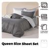 4Pcs Preppy Bedding Sheets & Pillowcases Sets, Cotton Bed Sheets and Pillow Covers and Duvet Cover, Soft Bed Set, Bedding Sets & Collections, Bedsheets for Women, Men, Teen Girl Boys CD2-4711-2 view 2