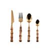 HIDEERPPY Silverware Set, 4/16/24/32 Pieces Of 304 Stainless Steel Tableware Retro Creative Wooden Handle Restaurant Hotel Home Steak Knife, Fork And Spoon Set, Flatware Set (Color : Gold, Size : 1 view 1