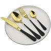 GOODJAYVEN Silverware Flatware Set, 4/16/24/32/40/48 Pieces Black Gold Stainless Steel Cutlery Set Steak Knife, Fork And Spoon Tableware (Color : Black Gold, Size : 10Set-40Pcs) view 1