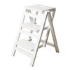 Folding Ladder Chair Household Wooden Ladder Stool 3 Steps Tread Kitchen Step Stool Multifunction Foldable Steps-Ladder Office Library Moveable, White view 1