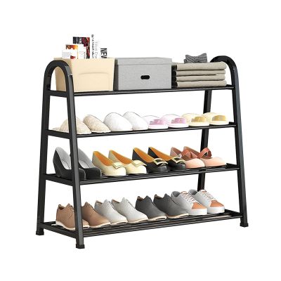 A Shape Shoe Rack 4-Tier Stand Free Standing Shoe Rack Suit For 12-16 Pair Shoes, Shoe Organizer Easy Assembly Stackable Shoe Storage Shelf For Entryway, Closet, Cloakroom ( Color : Black , Size : 75c