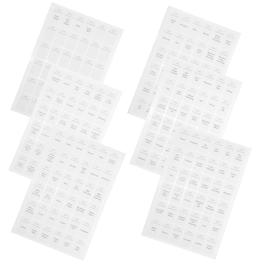 EXCEART 6sheets Oilproof Spice Jar Stickers Easy to Use Self-Adhesive Labels for Kitchen Seasoning Containers of Printed Labels for Organization