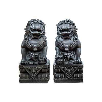 2Pcs Creative Cast Iron Mini Lucky Lion Statue Figurine,Metal Animal God Beast Guard Stone Lion Sculpture Home Garden Home Desktop Bookshelf Ornaments Garden Balcony Feng Shui Porch Decoration 4.53in
