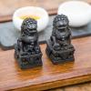 2Pcs Creative Cast Iron Mini Lucky Lion Statue Figurine,Metal Animal God Beast Guard Stone Lion Sculpture Home Garden Home Desktop Bookshelf Ornaments Garden Balcony Feng Shui Porch Decoration 4.53in view 2