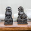 2Pcs Creative Cast Iron Mini Lucky Lion Statue Figurine,Metal Animal God Beast Guard Stone Lion Sculpture Home Garden Home Desktop Bookshelf Ornaments Garden Balcony Feng Shui Porch Decoration 4.53in view 3