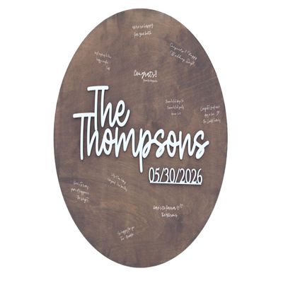 Obsidian Home Creations Personalized Round Guest Book Alternative Sign, Unique Guest Book Sign, Custom Alternative Guest Book, Wooden Guest Book, Wedding Ceremony Guestbook Sign (Design 5)