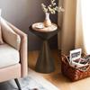 COVLON Small Drink Table, Round Martini Table, Drum End Table Side Table, Metal Accent Table,for Small Space Living Room, Bedroom, Brown view 1