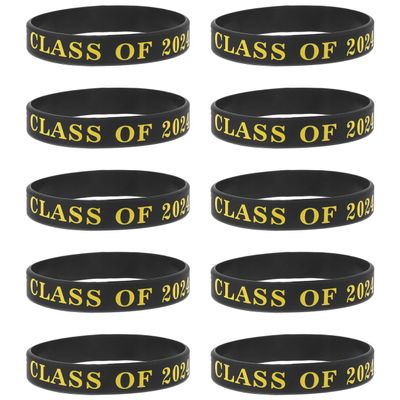 Luxshiny 10pcs Chic Graduation Wristbands Silicone Class of Bracelets Lightweight Portable Wristbands for Graduation Party Ceremonies Celebrate Commemorate Achievements