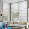 DENFOON Motorized Zebra Blinds, Solar Powered Dual Layer Automatic Shades with Remote Control, Rechargeable Smart Blinds Horizontal Wireless Electric Shades for Windows, Custom Size, White 26 x 72 view 1