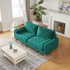 67.7'' Loveseat Sofa, Modern 3 Seater Sofa Couch with 2 Bolster Pillows and Tufted Seat Cushion, Futon Sofa Bed Velvet Sofa with Wooden Legs, Track Armrest for Living Room,Bedroom, Apartment (Green) view 3