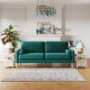 67.7'' Loveseat Sofa, Modern 3 Seater Sofa Couch with 2 Bolster Pillows and Tufted Seat Cushion, Futon Sofa Bed Velvet Sofa with Wooden Legs, Track Armrest for Living Room,Bedroom, Apartment (Green) view 4