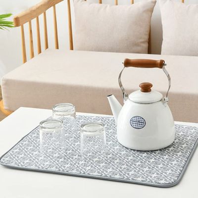 SagaSave Dish Drying Mat Superb Absorbent Kitchen Dish Drying Pad Reusable Drain Placemat with 7mm Thick Composite Sponge 19.29 x 16.14 inch