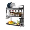 WXHJRM Dish Drying Rack 3 Tier Over The Sink Dish Drying Hanging Large Orgainzer Rack Dish Dryer Rack Wall Mount Dish Drainer Stainless Steel Kitchen Plate Bowl Spice Storage Shelf (Color : Black) view 1