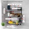 WXHJRM Dish Drying Rack 3 Tier Over The Sink Dish Drying Hanging Large Orgainzer Rack Dish Dryer Rack Wall Mount Dish Drainer Stainless Steel Kitchen Plate Bowl Spice Storage Shelf (Color : Black) view 3