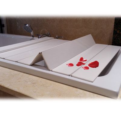 Bathtub Tray Heat-Resistant Bathtub Tray Bathtub Cover, PVC Folding Dust-Proof Insulation Cover Shutter Bath Lid, Thickened 0.6cm Multifunctional (Color : White, Size : 80x115x0.6cm)