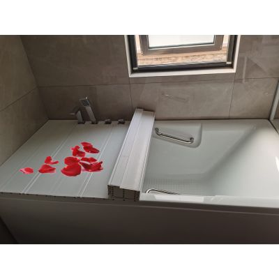 Bathtub Tray Bathtub Cover Bathtubs Insulation Board, Folding Bathtub Tray Bath Storage Rack for Home Hotel Club, Thickness 1.2cm, Customizable Size Multifunctional (Color : White, Size : 75x180x1.2
