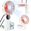 LtYioe Portable Handheld Fan, Mini Desk Fan Rechargeable with LED Display, 180 Foldable Personal Fan with Lanyard as Neck Fan, Strong Wind and 6 Speed for Travel Makeup Eyelash Beach Outdoor(White) view 1