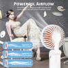 LtYioe Portable Handheld Fan, Mini Desk Fan Rechargeable with LED Display, 180 Foldable Personal Fan with Lanyard as Neck Fan, Strong Wind and 6 Speed for Travel Makeup Eyelash Beach Outdoor(White) view 3