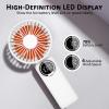 LtYioe Portable Handheld Fan, Mini Desk Fan Rechargeable with LED Display, 180 Foldable Personal Fan with Lanyard as Neck Fan, Strong Wind and 6 Speed for Travel Makeup Eyelash Beach Outdoor(White) view 4