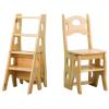 Wooden 4 Step Ladder Chair, Conversion Foldable Library Step Ladder Chair Flower Rack Step Ladder Rack Natural Wood Color view 1