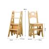 Wooden 4 Step Ladder Chair, Conversion Foldable Library Step Ladder Chair Flower Rack Step Ladder Rack Natural Wood Color view 2
