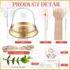 SiliFine 100 Sets Disposable Individual Charcuterie Cups with Lids Clear Plastic Cupcake Container Gold Cocktail Picks Appetizer Disposable Wooden Forks for Wedding Birthday Dessert Display view 2