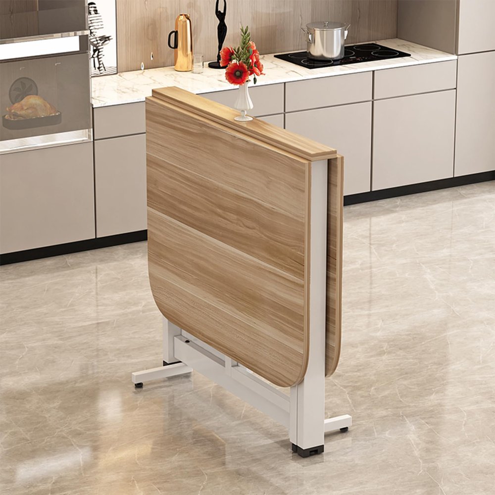 HomeLoft Basics Folding Dining Table, Drop Leaf Dining Table, Wooden Foldable Kitchen Table, Space Saving Furniture, for Kitchen, Living Room, 100*60*75cm