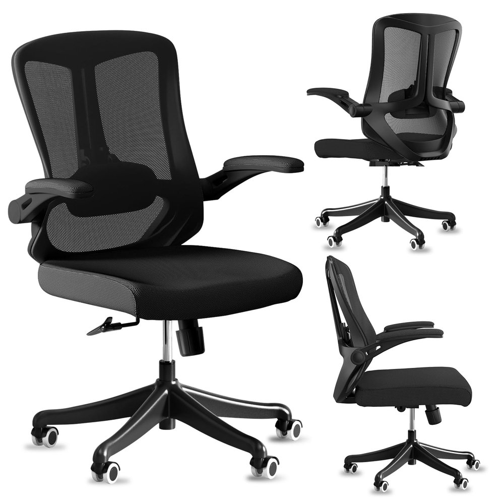 balmstar Executive Office Chair, Ergonomic Comfort Home Desk Chair, Mid Back Gaming Chair with Wheels, Adjustable Height, Lumbar Support, Flip-up Armrest with 350LBS Capacity