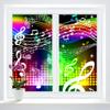 Cool Musical Theme Notes Window Clings,Abstract Modern Rainbow Colorful Music Neon Design Kitchen Window Film Window Stickers-35.4W x78.7L in x2Pcs view 1