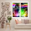 Cool Musical Theme Notes Window Clings,Abstract Modern Rainbow Colorful Music Neon Design Kitchen Window Film Window Stickers-35.4W x78.7L in x2Pcs view 2