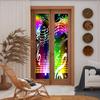 Cool Musical Theme Notes Window Clings,Abstract Modern Rainbow Colorful Music Neon Design Kitchen Window Film Window Stickers-35.4W x78.7L in x2Pcs view 3