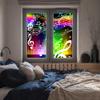 Cool Musical Theme Notes Window Clings,Abstract Modern Rainbow Colorful Music Neon Design Kitchen Window Film Window Stickers-35.4W x78.7L in x2Pcs view 4