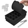 2 Pcs Ice Cube Tray, Silicone Ice Tray, 15 Ice Cube Molds with Lids, Stackable Ice Cube Molds for Chilling Drinks, Whiskeys, Cocktails (Black) view 1