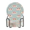 ALAZA Car Cloud 6 Pcs Drink Coasters with Holder Absorbent Round Woven Coaster Set for Home Decor Bar Tabletop Cups view 1