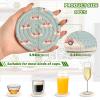 ALAZA Car Cloud 6 Pcs Drink Coasters with Holder Absorbent Round Woven Coaster Set for Home Decor Bar Tabletop Cups view 3