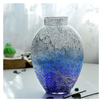 EliteBloom Colored Glass Vase for Wedding Decoration Home Decor Blue Tabletop Vases for Flowers Styling of Mermaid Terrarium Clear (Color : A/L) (S)