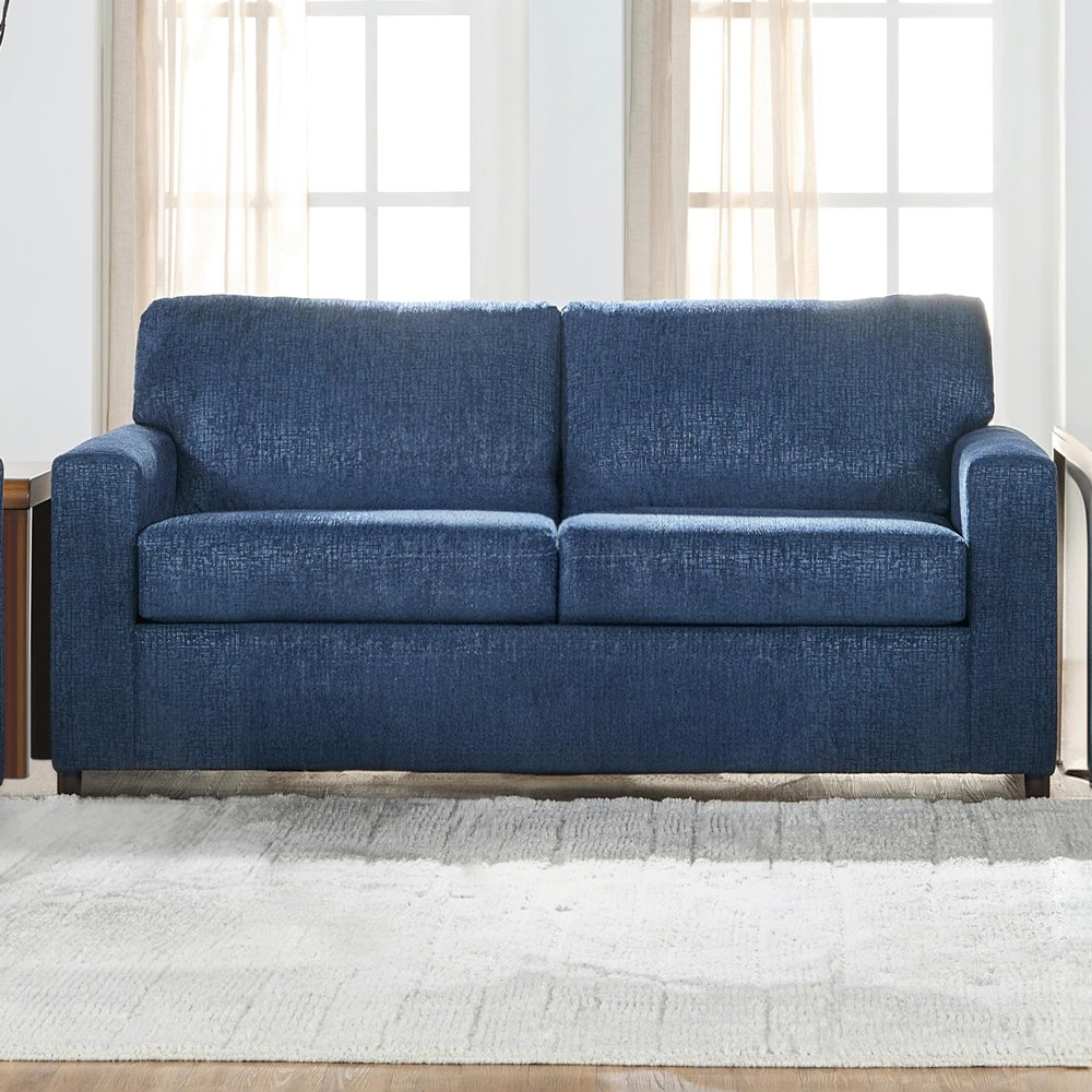 New Classic Furniture Kylo 3-Seater Polyester Fabric Sofa Couch, Blue