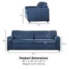 New Classic Furniture Kylo 3-Seater Polyester Fabric Sofa Couch, Blue view 2
